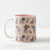 Cartoon Coffee Bean Dance Party Zweifarbige Tasse (Links)