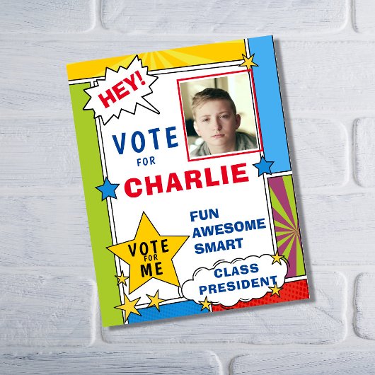 Cartoon Comic Book Style Voting School Poster