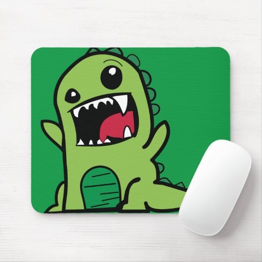 Cartoon-Comic-Dino-Dinosaurier-grün Mousepad (Mit Mouse)