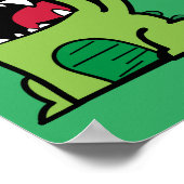Cartoon Comic Dino Dinosaurier grün Poster (Ecke)
