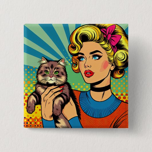 Cartoon Comic Pop Kunst, Dichtung und Musik Button (Vorderseite)