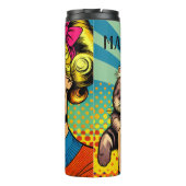 Cartoon Comic Pop Kunst, Dichtung und Musik  Perso Thermosbecher (Rückseite)