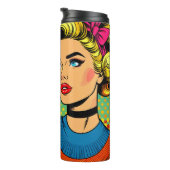 Cartoon Comic Pop Kunst, Dichtung und Musik  Perso Thermosbecher (Nach rechts gedreht)