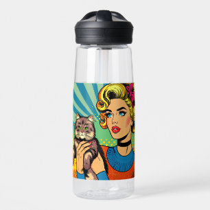 Cartoon Comic Pop Kunst, Dichtung und Musik Trinkflasche