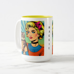 Cartoon Comic Pop Kunst, Dichtung und Musik Zweifarbige Tasse