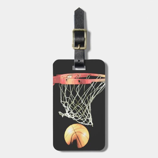 Cartoon Comic Style Basketball Gepäckstück Tag Gepäckanhänger (Vorderseite vertikal)