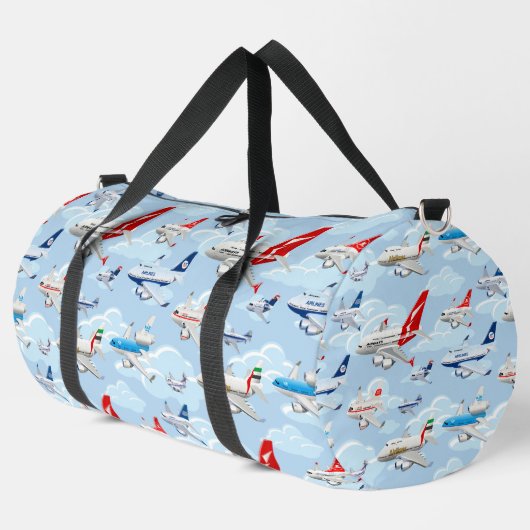 Cartoon commercial airplanes seamless pattern duffle bag (Linke Ecke)