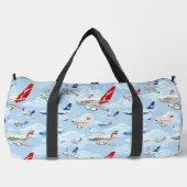 Cartoon commercial airplanes seamless pattern duffle bag (Vorderseite)
