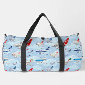 Cartoon commercial airplanes seamless pattern duffle bag (Rückseite)