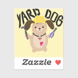 Cartoon Construction Worker Yard Hund Aufkleber