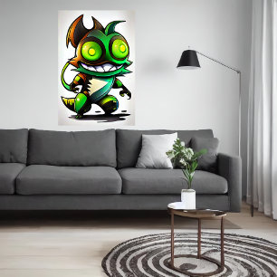 Cartoon coole Alien Kreatur   Art der AI Poster