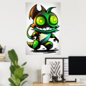 Cartoon coole Alien Kreatur | Art der AI Poster (Heimbüro)