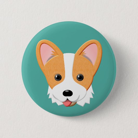 Cartoon Corgi Button (Vorderseite)