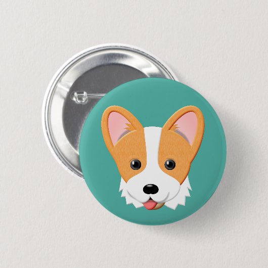 Cartoon Corgi Button (Vorne & Hinten)