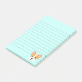 Cartoon Corgi Lined Post-it Klebezettel (angewinkelt)