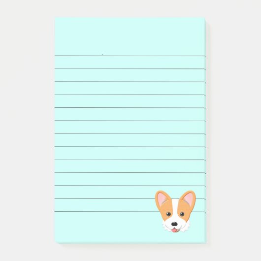 Cartoon Corgi Lined Post-it Klebezettel (Vorderseite)