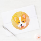 Cartoon Corgi Painting Runder Aufkleber (Umschlag)
