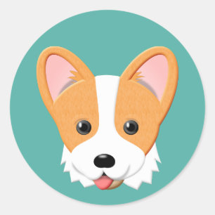 Cartoon Corgi Runder Aufkleber