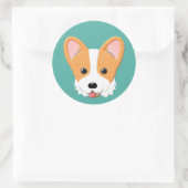 Cartoon Corgi Runder Aufkleber (Tasche)