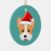 Cartoon Corgi Weihnachtsfeierliche Weihnachtsmannm Keramik Ornament (Rechts)