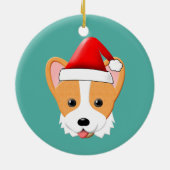 Cartoon Corgi Weihnachtsfeierliche Weihnachtsmannm Keramik Ornament (Hinten)
