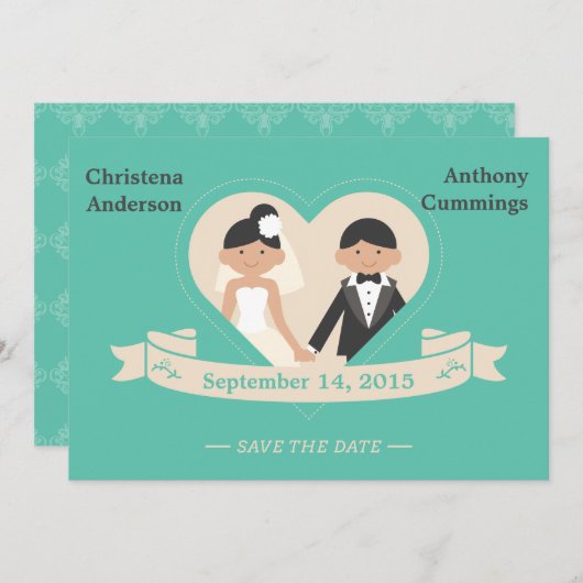 Cartoon Couple Ankündigung Datum freihalten (CA) (Vorne/Hinten)
