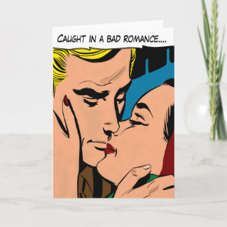 Cartoon Couple Kissing Valentine's Day Card Feiertagskarte
