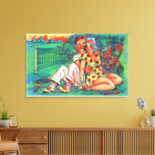 Cartoon Couple mit Tennisgear Leinwanddruck (Insitu (Wohnzimmer))