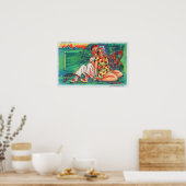 Cartoon Couple mit Tennisgear Poster (Küche)