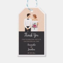 Cartoon Couple Modern Wedding Gift Tags