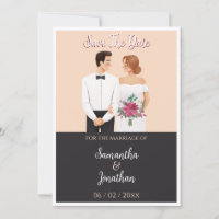 Cartoon Couple Modern Wedding rettet das Datum