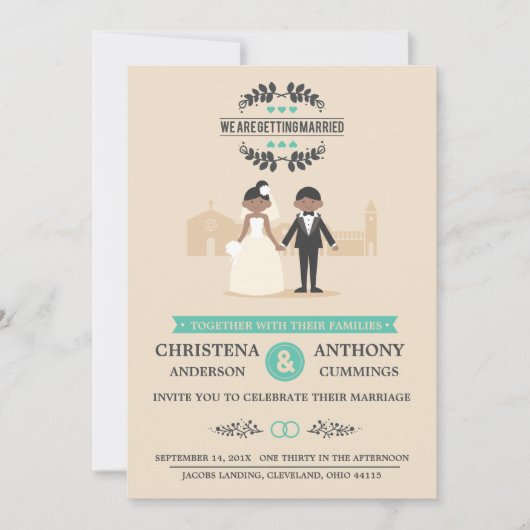 Cartoon Couple Wedding Invitation (LAA) Einladung (Vorderseite)