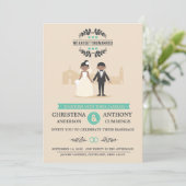 Cartoon Couple Wedding Invitation (LAA) Einladung (Stehend Vorderseite)