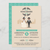 Cartoon Couple Wedding Invitation (LAA) Einladung (Vorne/Hinten)