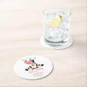 Cartoon Cow Baby Geburtstagsparty Runder Pappuntersetzer (Vor Ort)