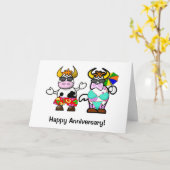 Cartoon Cow Coupé Jubiläumskarte Karte (Gelbe Blume)