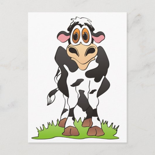 Cartoon Cow Holstein Postkarte (Vorderseite)