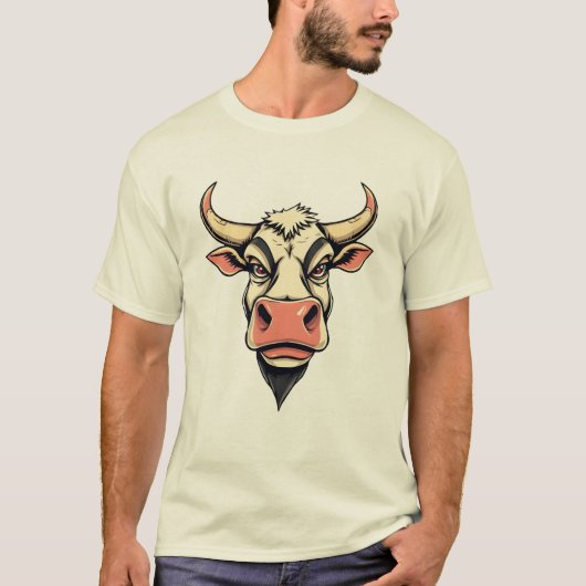 Cartoon Cow Print Design T-Shirt (Vorderseite)