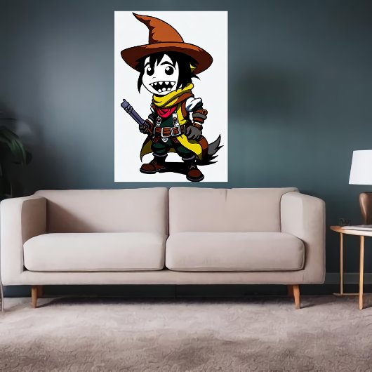 Cartoon Cowboy Hexe | Art der AI Poster