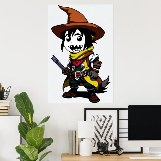 Cartoon Cowboy Hexe | Art der AI Poster (Heimbüro)