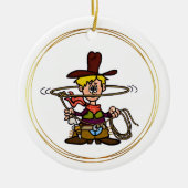 Cartoon Cowboy mit Rosenverzierung Keramik Ornament (Vorne)