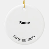 Cartoon Cowboy mit Rosenverzierung Keramik Ornament (Hinten)