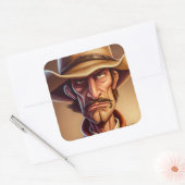 Cartoon Cowboy Quadratischer Aufkleber (Umschlag)