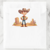 Cartoon Cowboy Rechteckiger Aufkleber (Tasche)