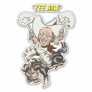 Cartoon Cowboy Schießen Pistolen Reiten Kunst Aufkleber