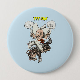Cartoon Cowboy Schießen Pistolen Reiten Kunst Button