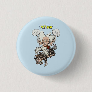 Cartoon Cowboy Schießen Pistolen Reiten Kunst Button