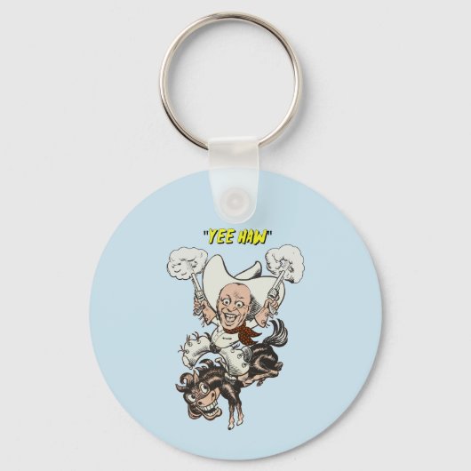 Cartoon Cowboy Schießen Pistolen Reiten Kunst Schlüsselanhänger (Vorderseite)