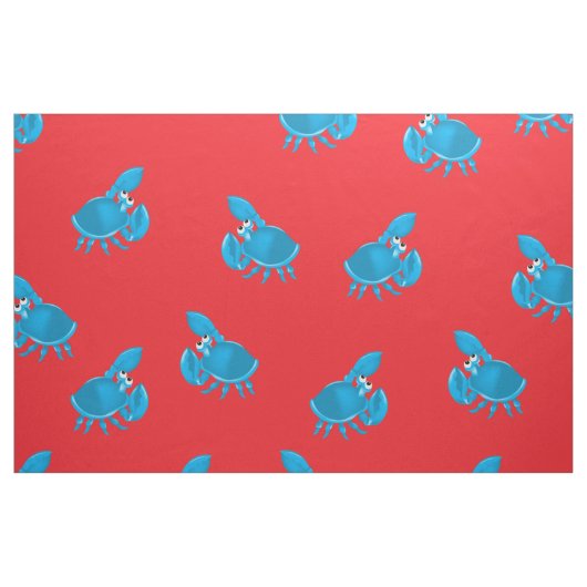 Cartoon Crab Fish Print Pattern Stoff (Fat Quarter (45,7 x 55,9 cm))