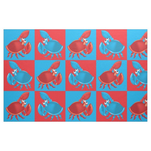 Cartoon Crab Fish Print Pattern Stoff (Fat Quarter (45,7 x 55,9 cm))